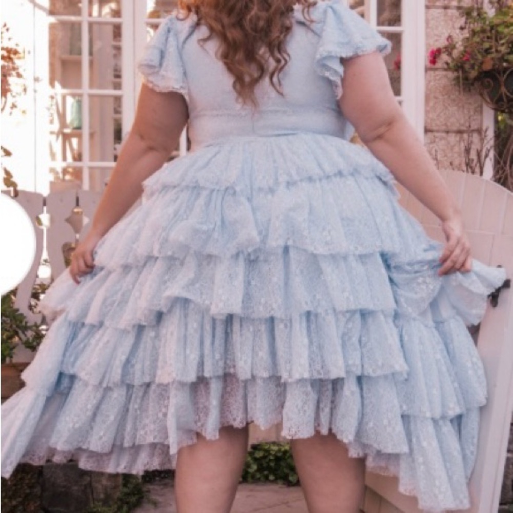 JessaKae Blue Ruffle Tiered Lace Midi Dress Size 5X Mia Disney Bound Tea NWT - Picture 3 of 6